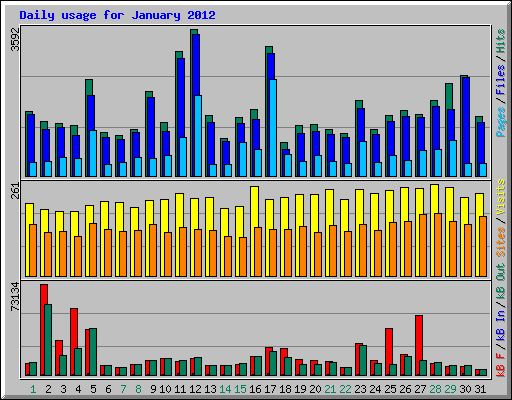 Daily usage for January 2012