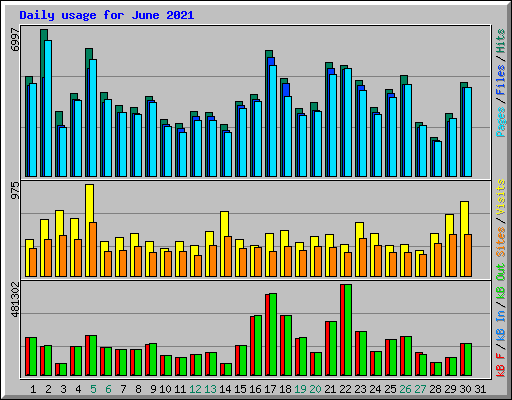 Daily usage for June 2021